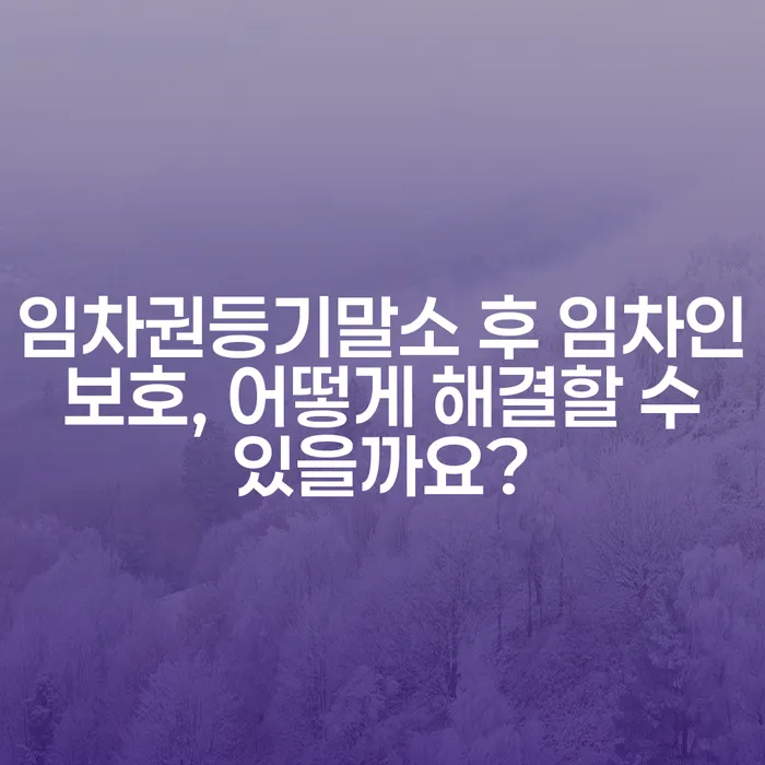 임차권등기말소 후 임차인 보호, 어떻게 해결할 수 있을까요?